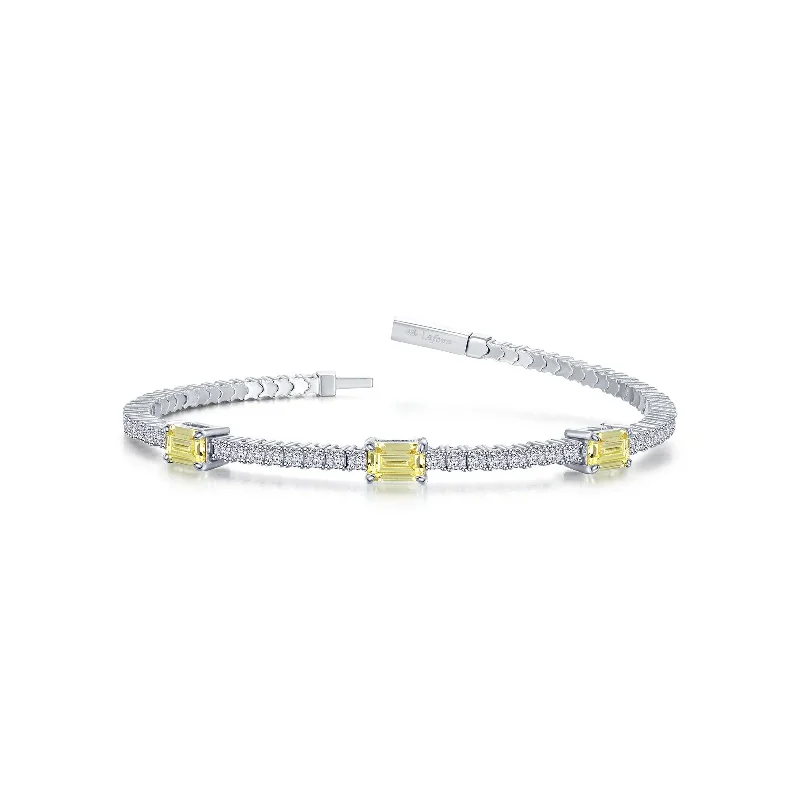 Women’s heart-shaped bangle bracelets-Flexible Canary Station Bracelet in Sterling Silver