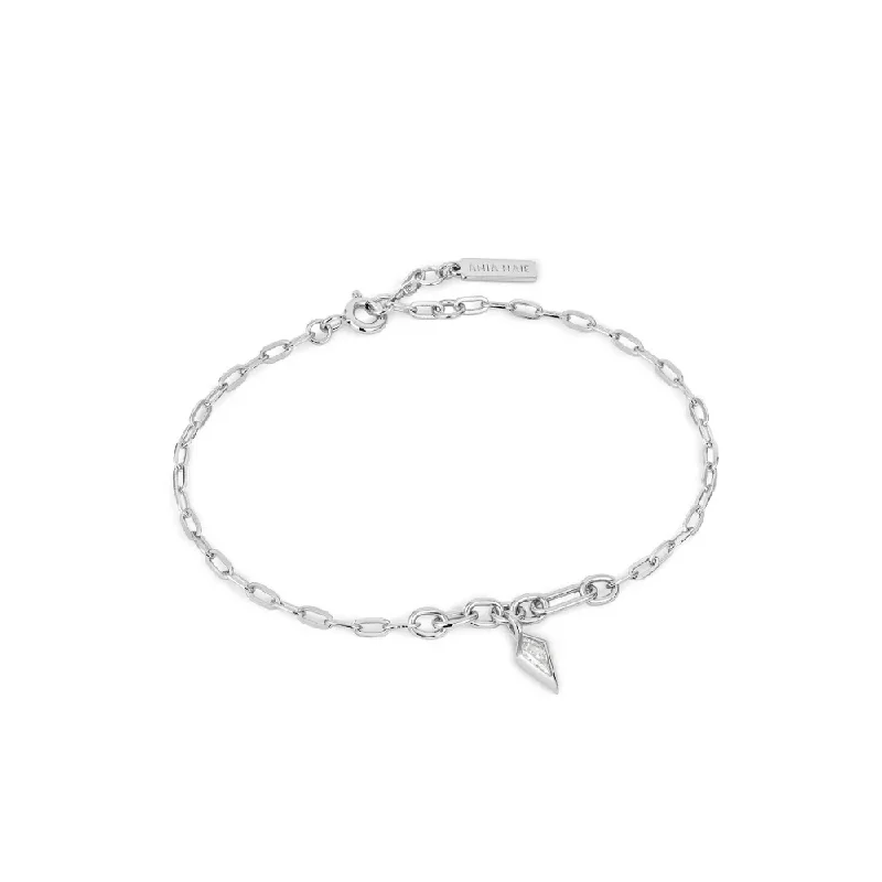 Women’s stackable bangles-Sparkle Drop Pendant Chain Bracelet