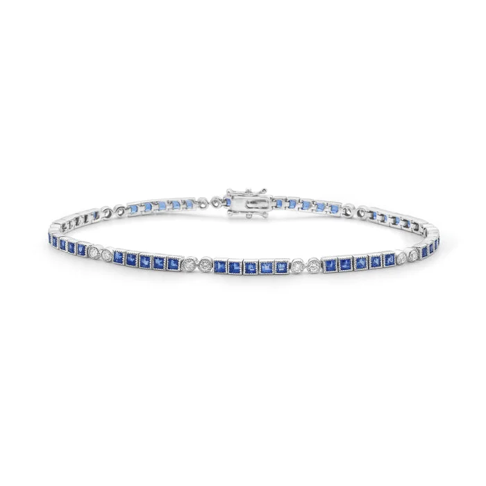 Women’s heart-shaped bracelets-14 Karat White Gold Sapphire Bracelet