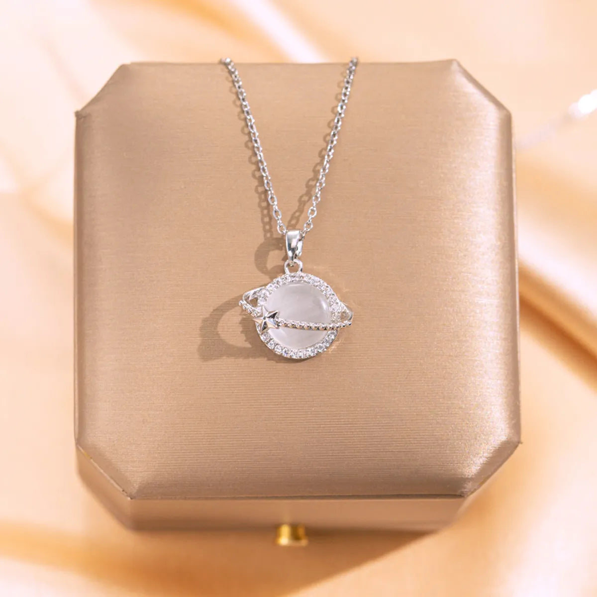 Women’s twist pendant necklaces-Wholesale Elegant Luxurious Simple Style Geometric 304 Stainless Steel Copper Plating Inlay White-Plated K Zircon Pendant Necklace