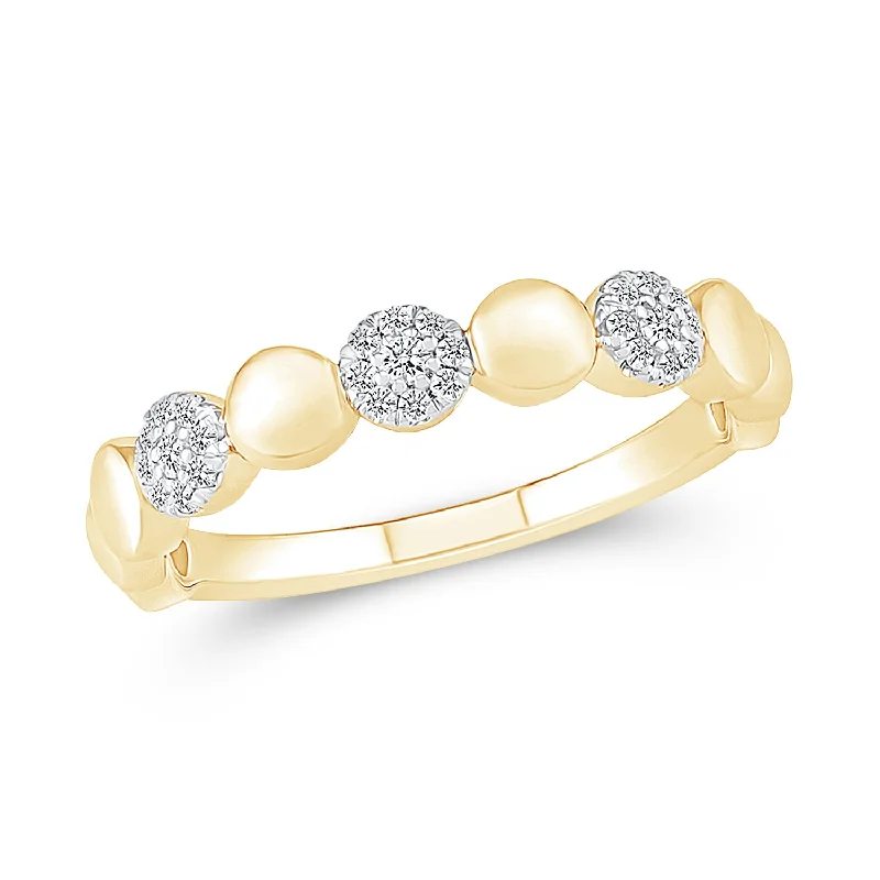 Women’s halo engagement rings-Alternating Diamond and Gold Circles Ring