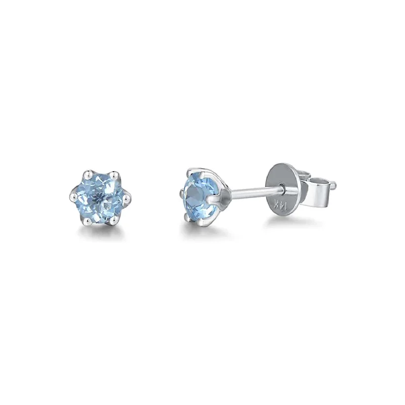 Women’s personalized necklaces-"Little Daisy" Natural Aquamarine Stud Earrings in 14k White Gold (5mm)