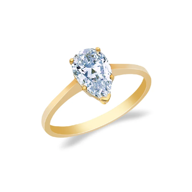 Women’s unique gemstone engagement rings-14K Gold  1 Ct. Pear Cut CZ Wedding Engagement Ring