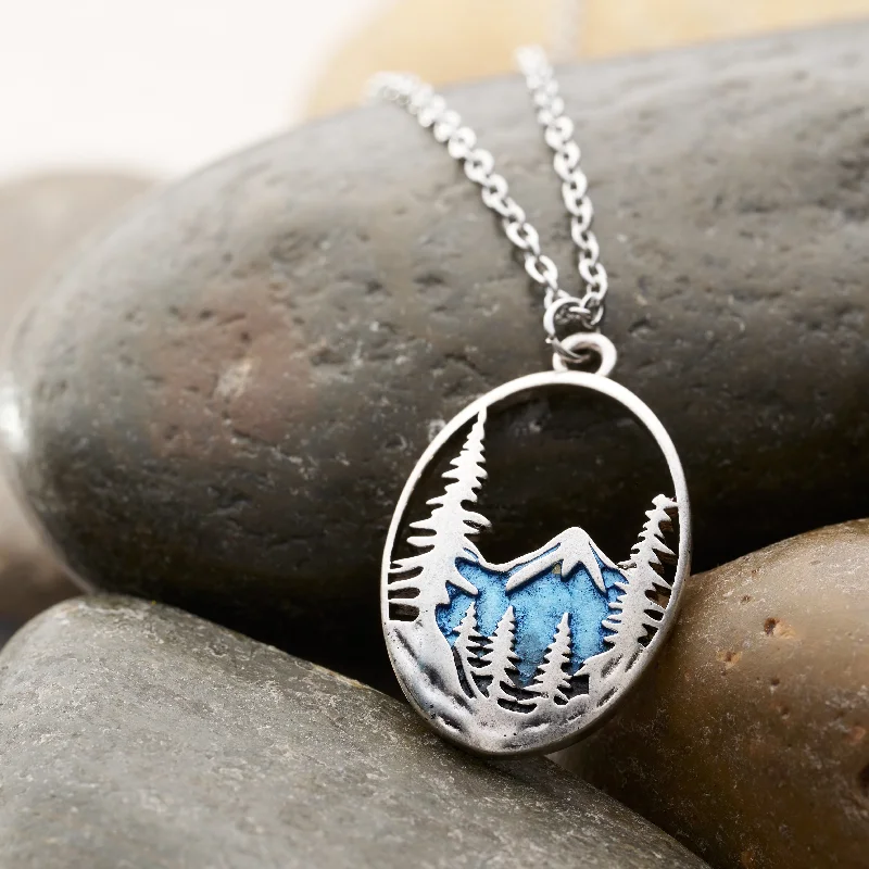 Women’s bohemian necklaces-Snowy Forest Mountain Necklace