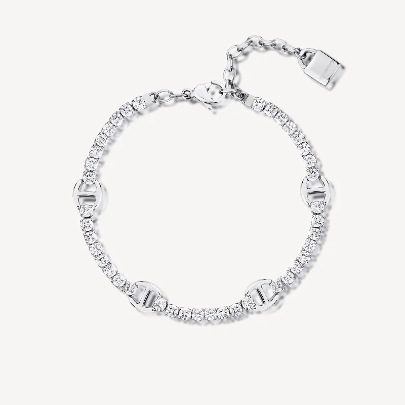 Women’s elegant bracelets-Crystal and Mariner Link Bracelet in Stainless Steel