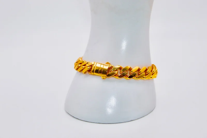 Women’s charm bangle bracelets-21k Gold Cuban Link Bracelet