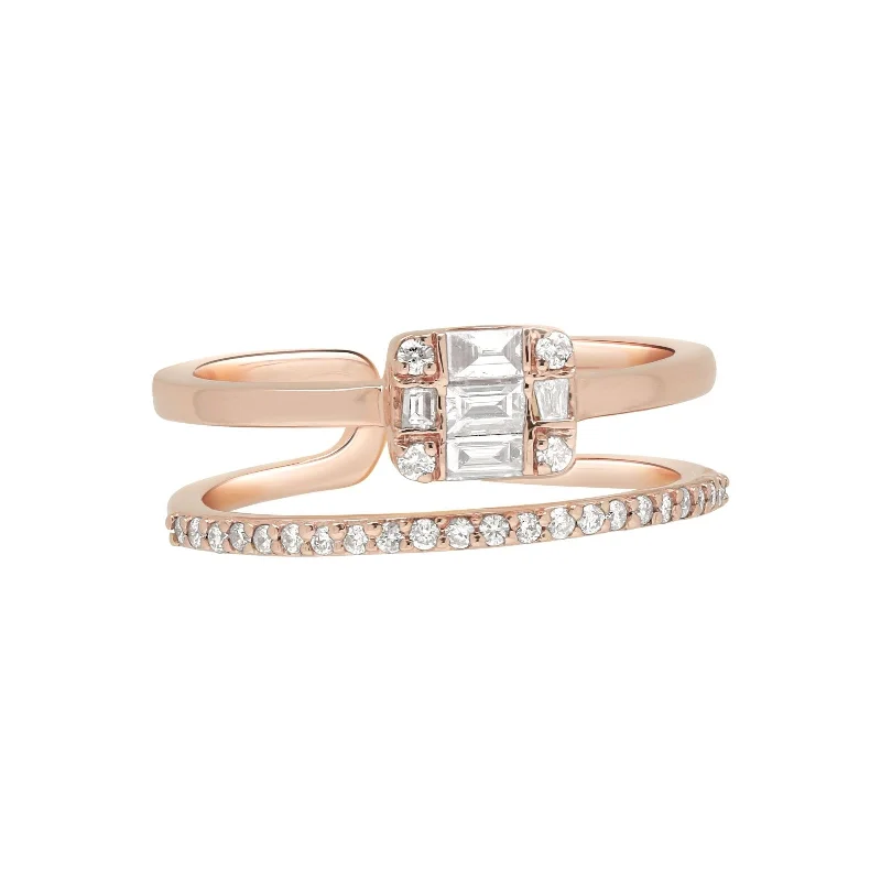 Women’s nature-inspired engagement rings-Eternity Band and Diamond Baguette Illusion Double Ring