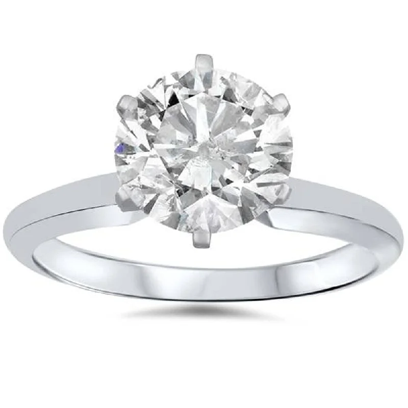 Women’s engagement rings with diamonds-Pompeii3 14k White Gold 1 3/4 Ct TDW Solitaire Round Diamond Engagement Ring Clarity Enhanced