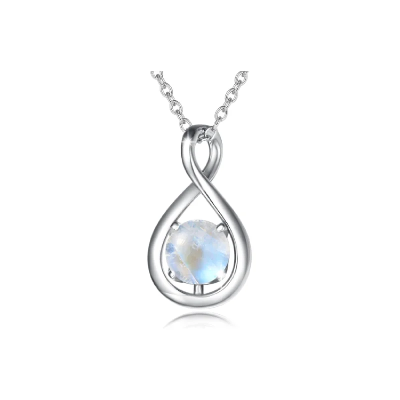 Women’s fashion necklaces-"Infinite Embrace" June Birthstone Moonstone Infinity Symbol Sterling Silver Pendant Necklace