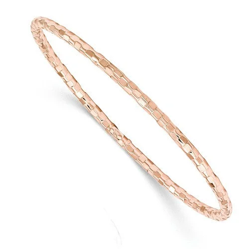 Women’s silver bracelets-14K Diamond Cut Slip On Stackable Bangle Bracelet