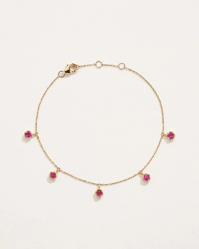 Women’s custom design bracelets-Ruby Station Droplet Bracelet