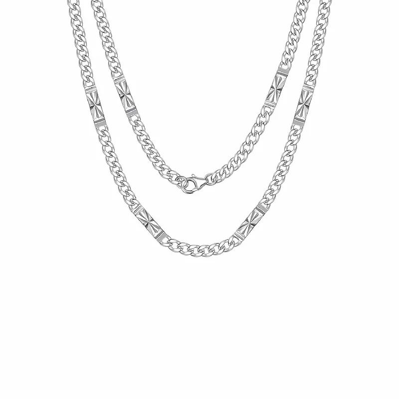 Women’s gold pendant necklaces-FANCIME Mens Sterling Silver Cuban Link Chain 20 inches