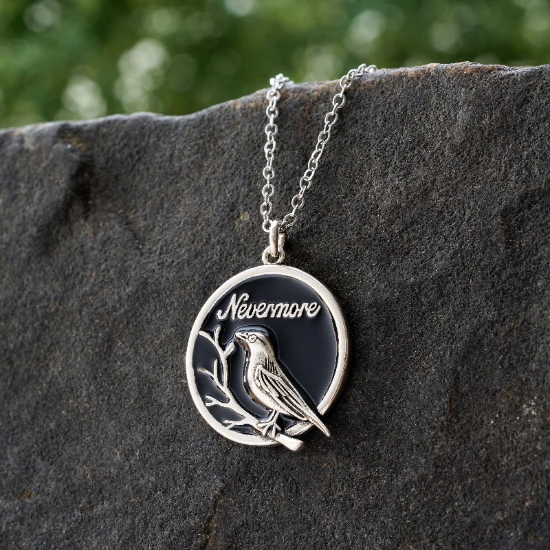 Women’s blue sapphire necklaces-"Nevermore" Raven Branch Necklace