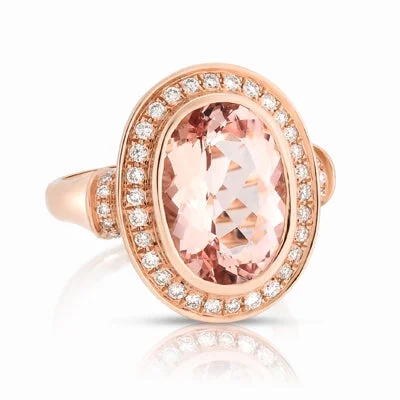 Women’s elegant engagement rings-Morganite and Diamond Ring