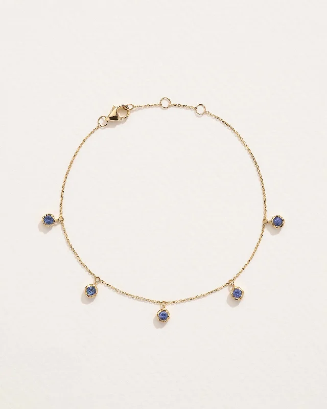 Women’s gold bracelets-Sapphire Station Droplet Bracelet