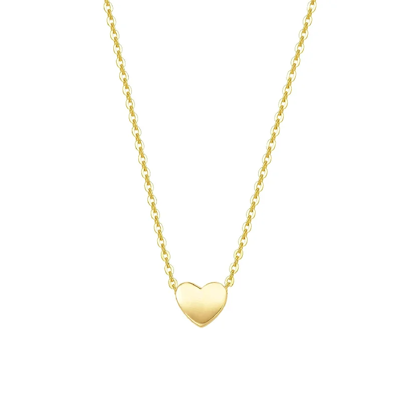 Women’s gemstone chokers-FANCIME "Mini Love" Small Heart 14K Solid Yellow Gold Necklace