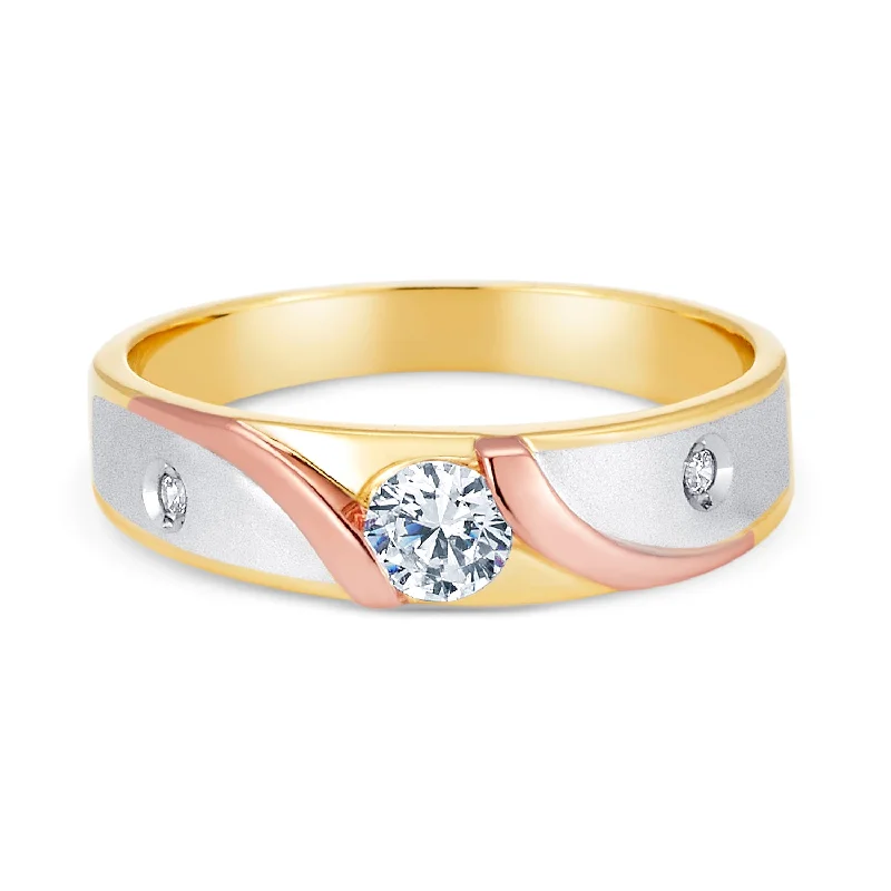 Women’s sustainable engagement rings-14K Solid Gold CZ Women's Wedding Anniversary Band Ring