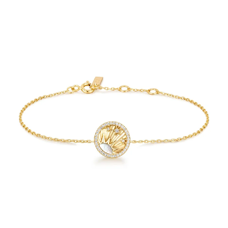 Women’s luxury gold bracelets-Sun & Star Disc Bracelet in Gold Plated Sterling Silver