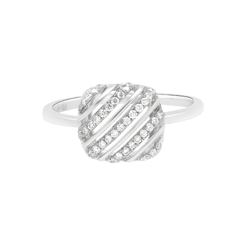 Women’s floral engagement rings-Diamond Pavé Square Cushion Cutout Ring