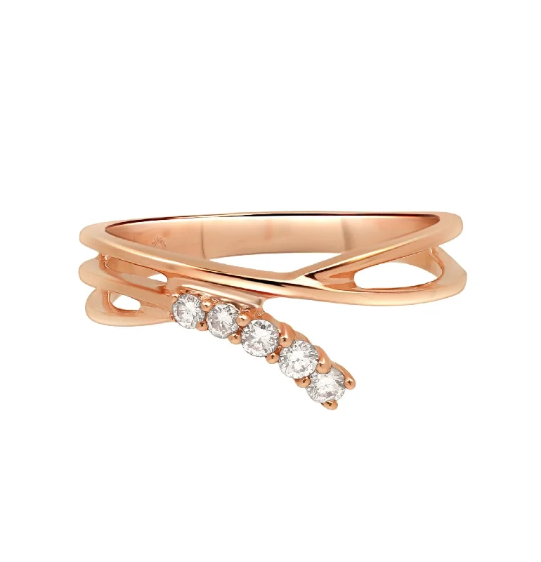 Women’s engagement rings with large stones-Interlocking Gold and Diamond Criss Cross Band